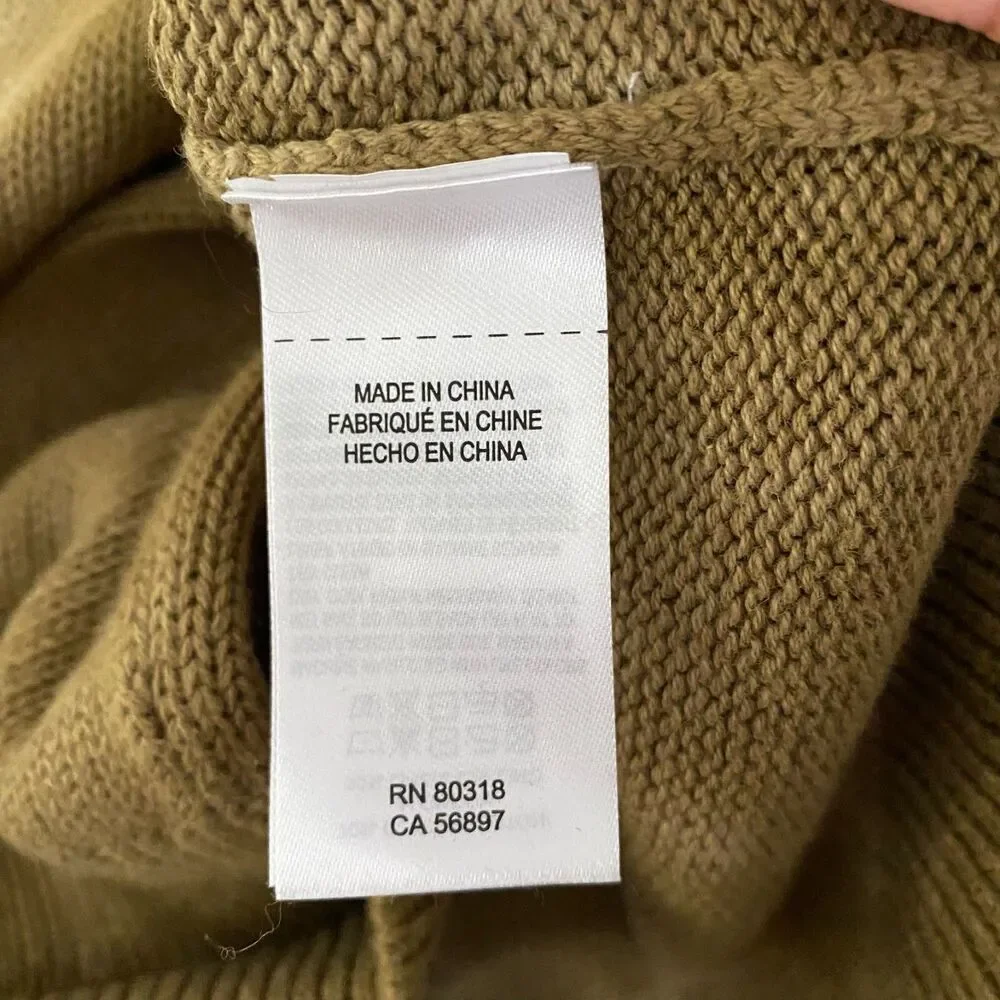 NWT Lucky Brand Women's Sweater  Dye Tye Olive Green Long Sleeve LinenBlend Sz M